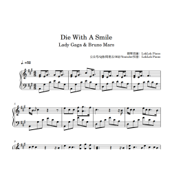 Die With A Smile Piano Sheet Music Lady Gaga, Bruno Mars