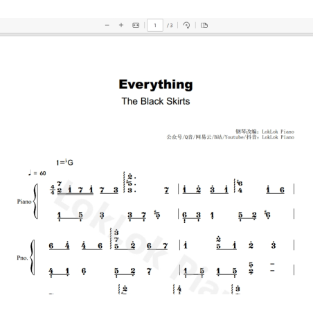 Everything - The Black Skirts 钢琴简谱 数字简谱