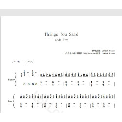 Things You Said Piano Score Digital Score