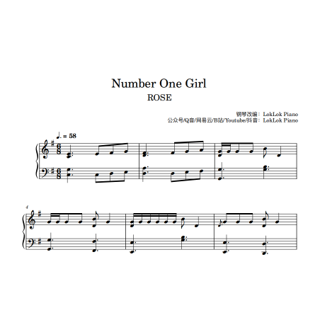 number one girl Piano Sheet Music, ROSÉ Piano Notes, no.1 girl