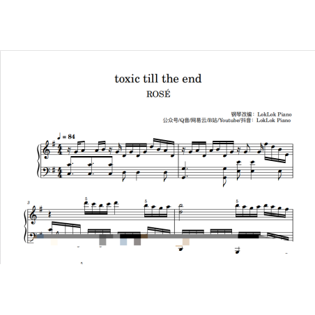 toxic till the end Piano Sheet Music, ROSÉ Piano Notes